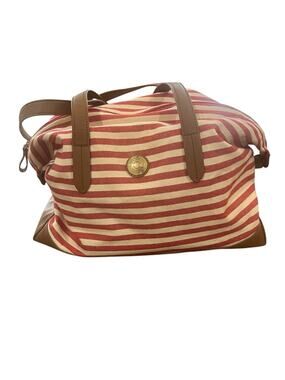 Tommy Hilfiger Womens Shoulder Bag Lightweight Red Tan Stripe Casual Overnight